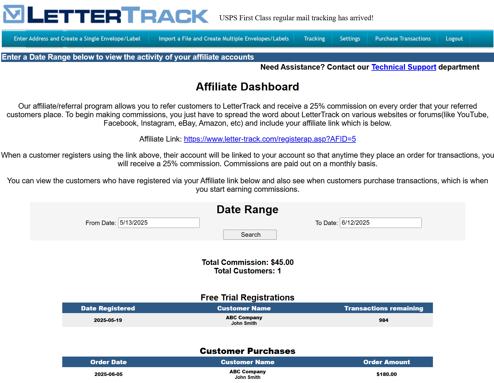 Track a letter
